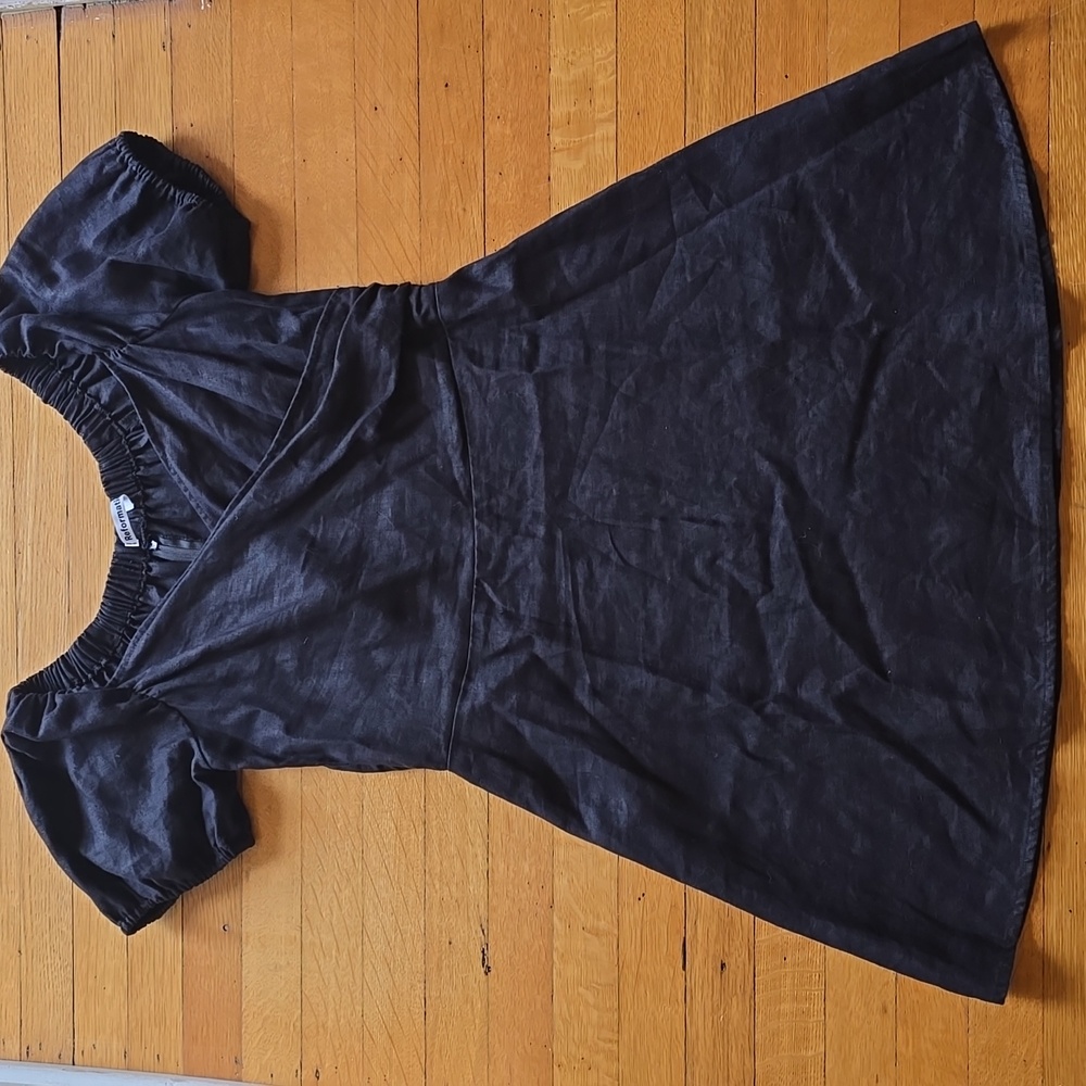 Reformation, Black Linen Puff Sleeve Mini Dress, EUC, Women's 10